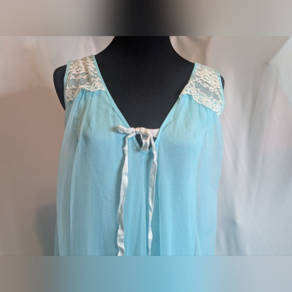 Vintage Lace Double Layered Peignoir Slip Dress - Picture 5 of 8